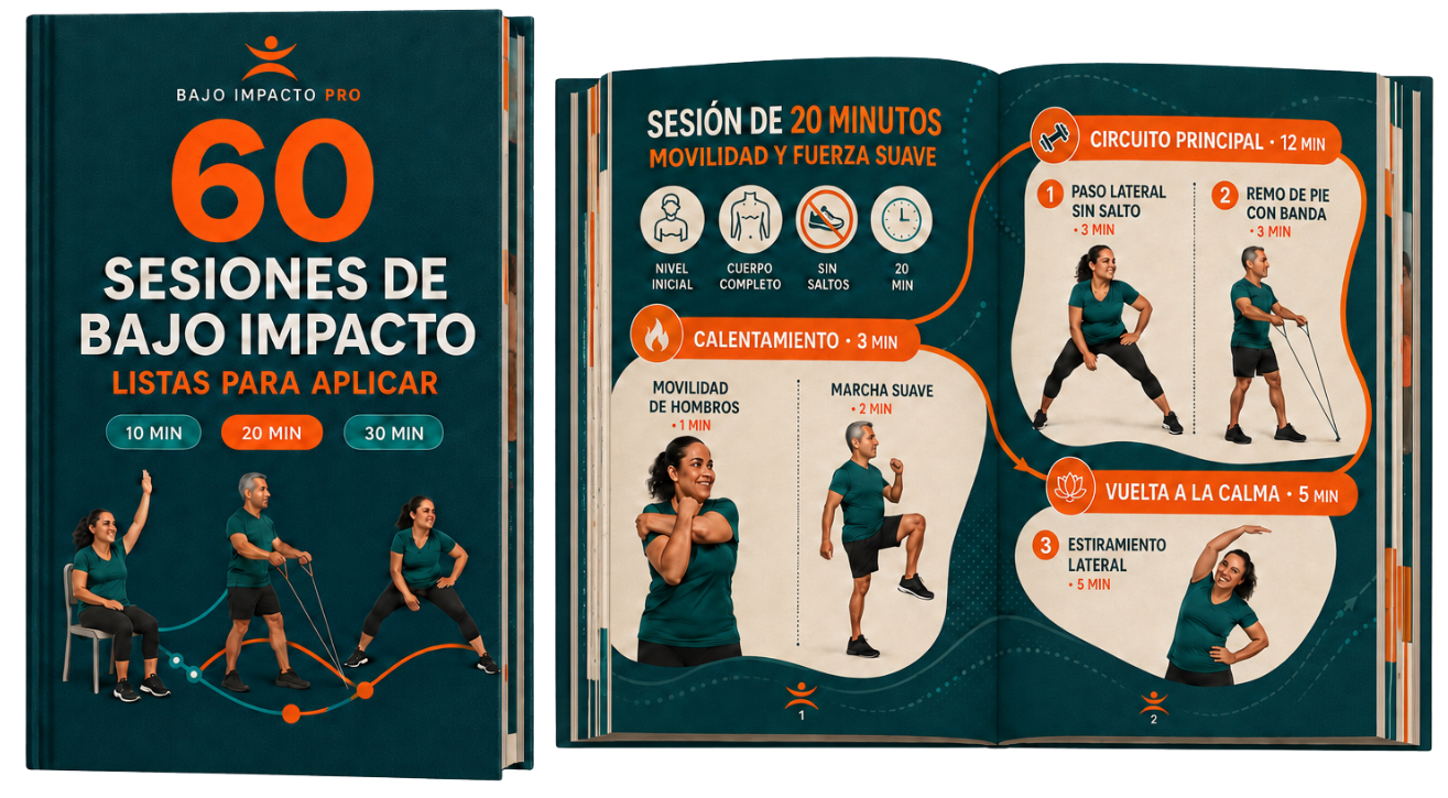 Mockup de 60 sesiones de bajo impacto listas para aplicar